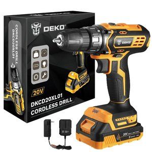 DEKO 20 Volt Electric Drill Cordless Li-Ion Drill Screw Gun Driver 3/8 Drill Set